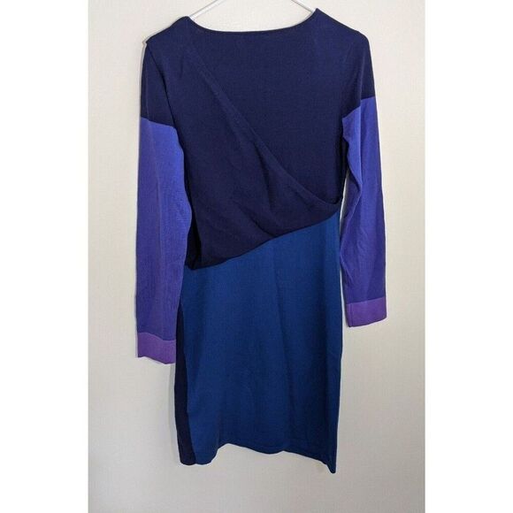 Karen Millen England Dress Color Block Wool Blend Asymmetric Knit Sweater Size 3 - Picture 2 of 9